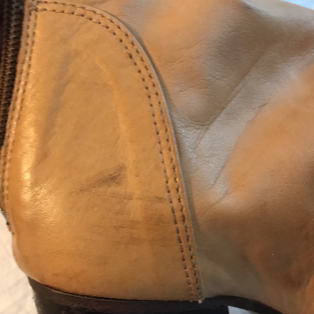 Free People Elle Camel Tan Buttery Leather Boots Bootie Block Heel 8 - Picture 12 of 17
